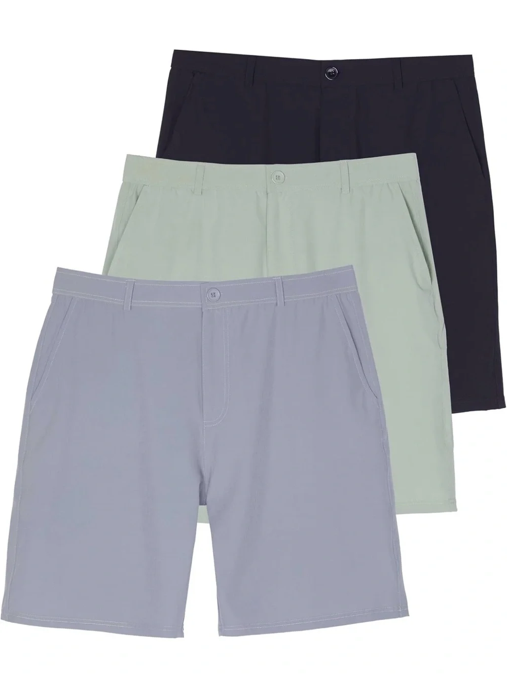 Men's 3-Pack Performance Walk Shorts - Black, Sage, Light Gray 3XL
